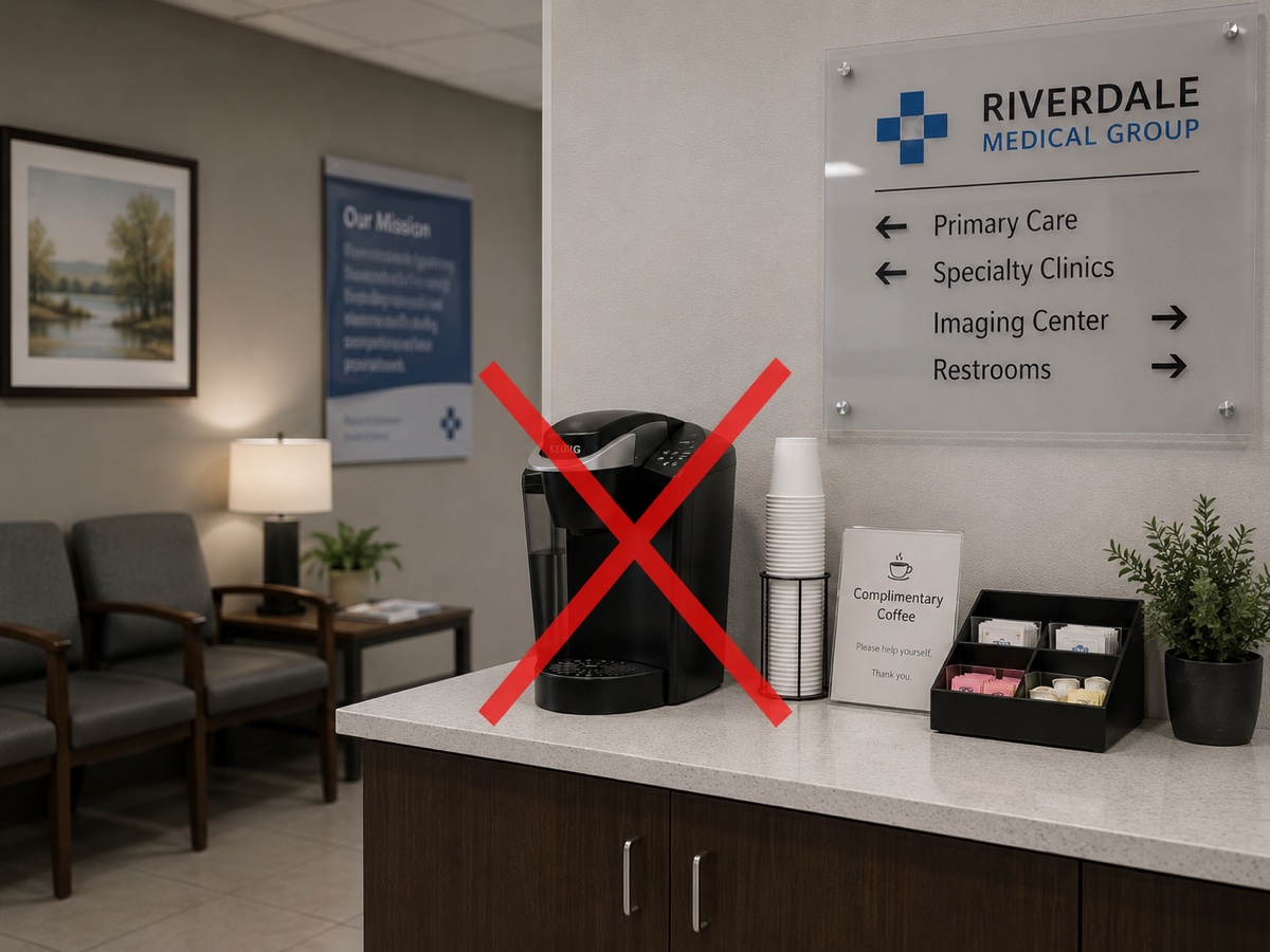 Generic Keurig in a Riverdale Medical Group waiting area