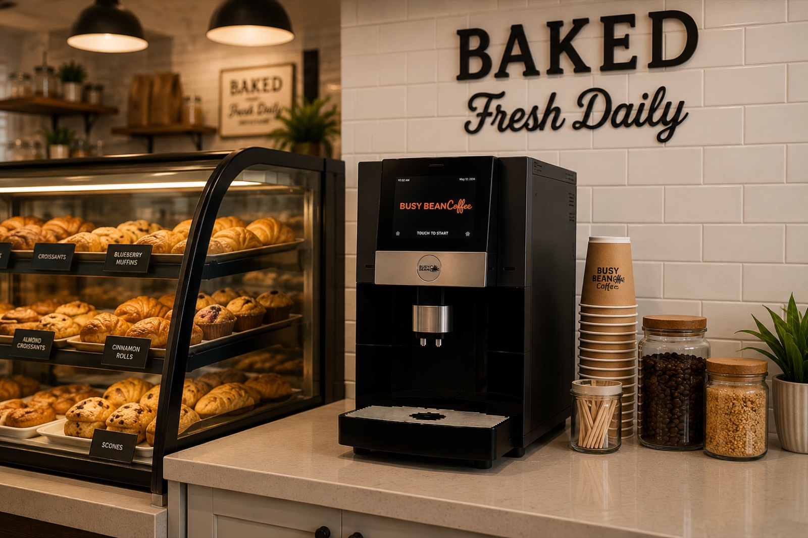 Busy Bean Coffee machine in an artisan bakery